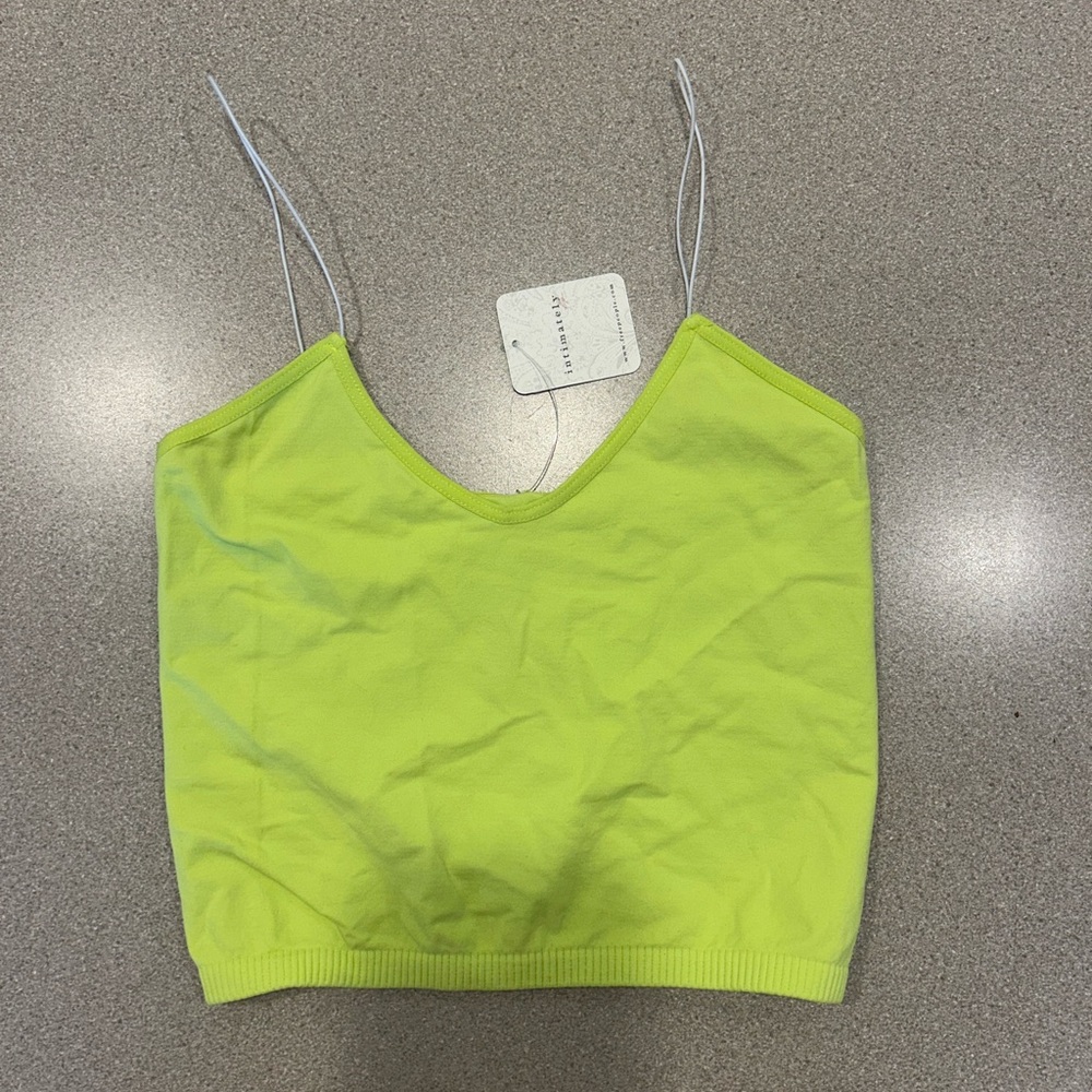 Intimately free lime green seamless spaghetti strap crop top NwT size XS/S